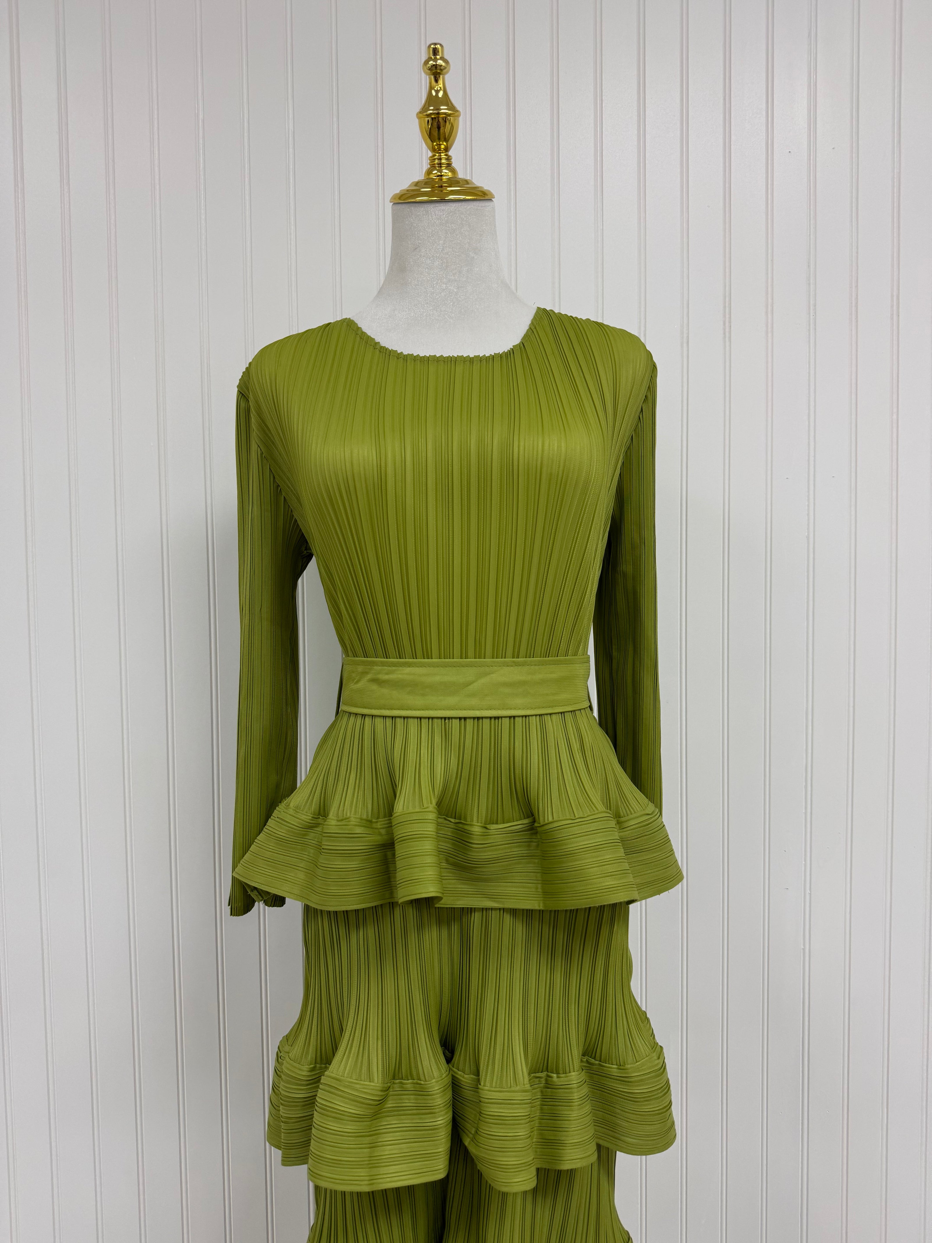 Ava Dress in Lime Green