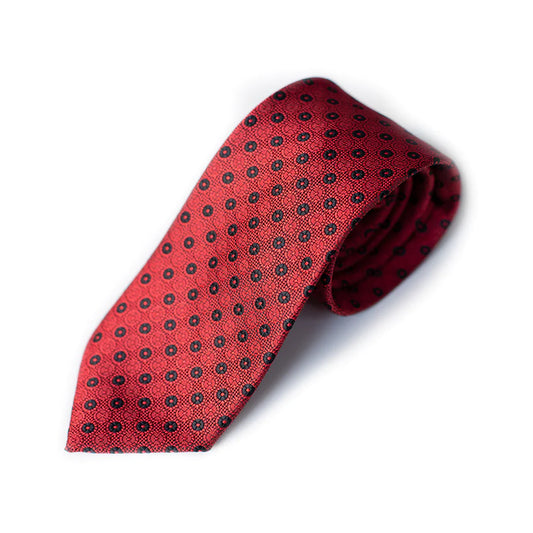 Red Arctic Tie With Pocket Square