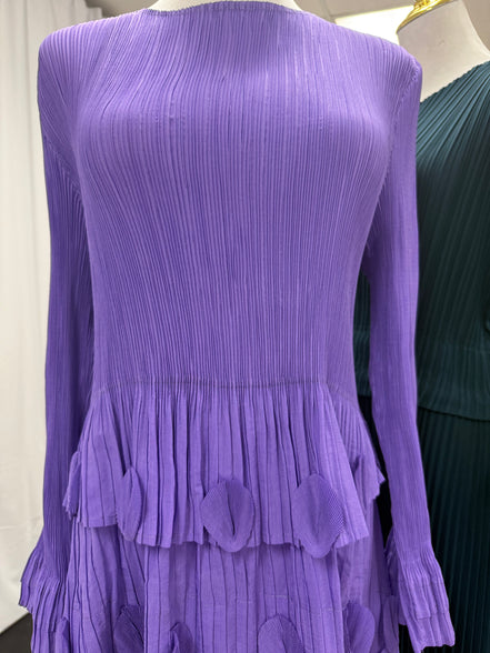 Purple Pleated Dress