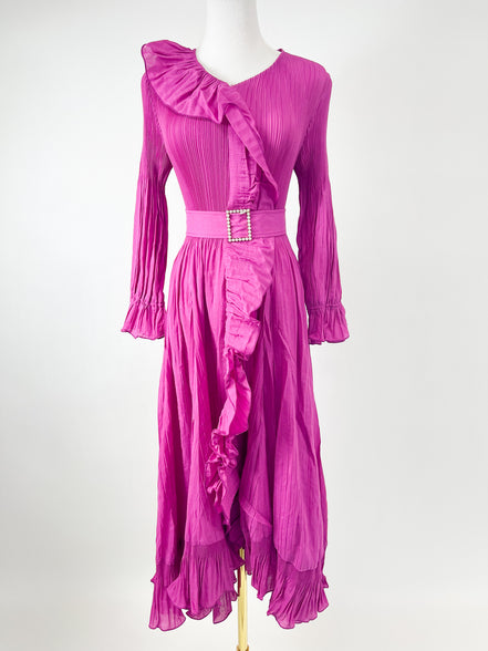 The Pearl Buckle Dress - Fuchsia