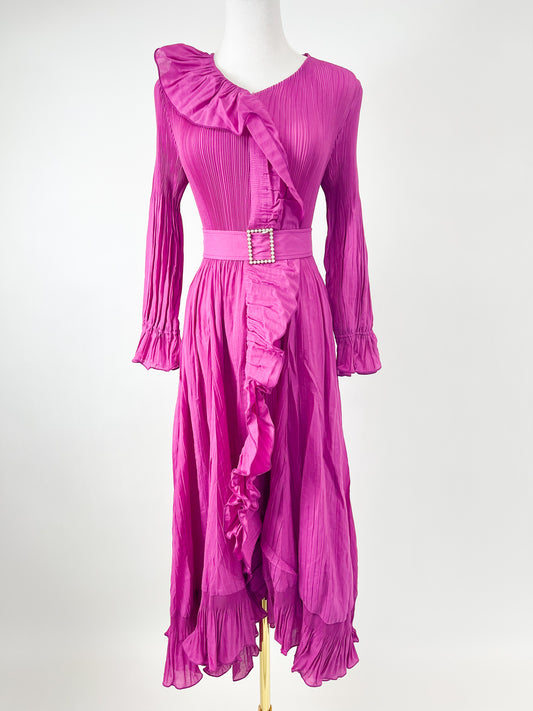 The Pearl Buckle Dress - Fuchsia
