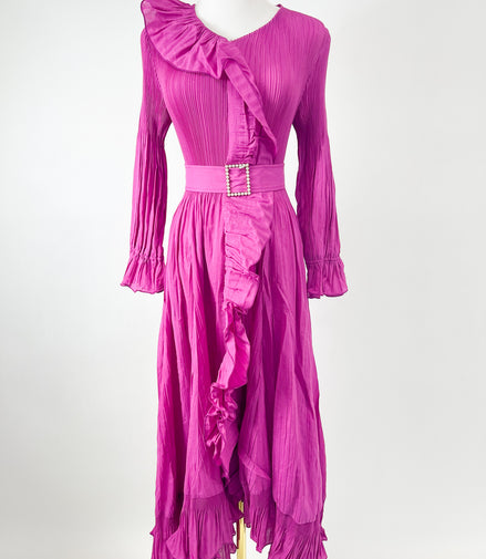 The Pearl Buckle Dress - Fuchsia