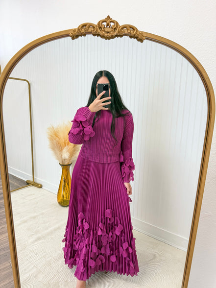 Fuchsia 3D Floral Appliqué Dress