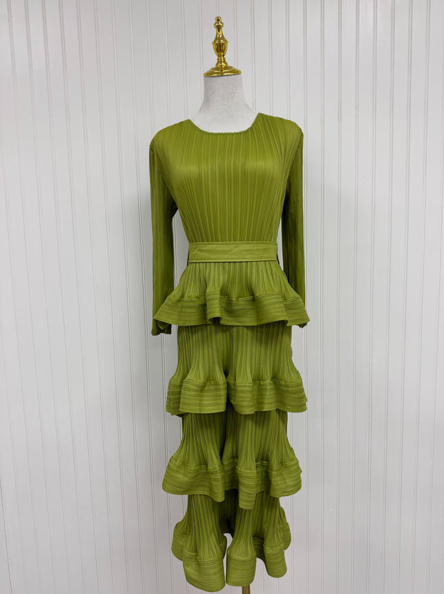 Ava Dress in Lime Green