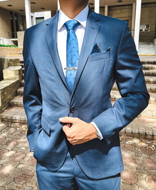 Maverick Tie In LightBlue With Pocket Square